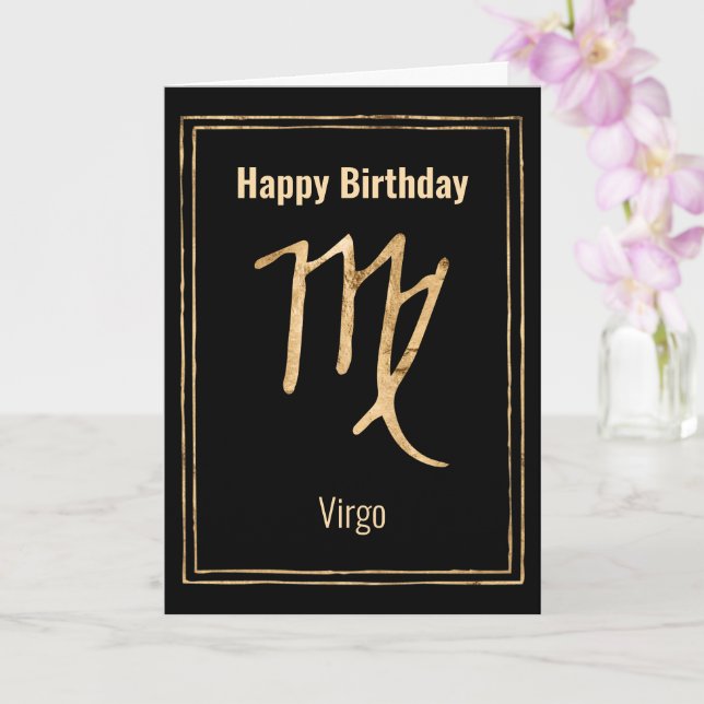 Tarjeta Virgo Cumpleaños astrología zodiac oro personaliza (Orquídea)