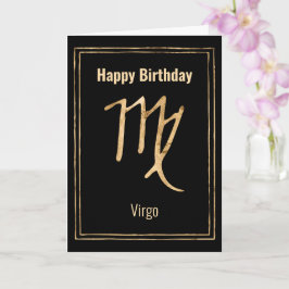 Tarjeta Virgo Cumpleaños astrología zodiac oro personaliza