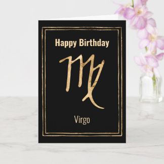 Tarjeta Virgo Cumpleaños astrología zodiac oro personaliza