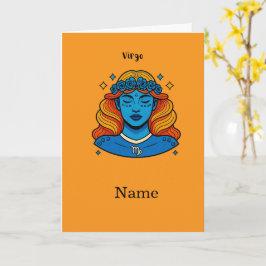 Tarjeta Virgo Diosa Celestial - Arte Estético del Zodiaco