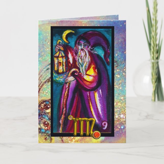 TARJETA VIRGO HERMIT TAROT ASTROLOGY ZODIAC CUMPLEAÑOS (Anverso)