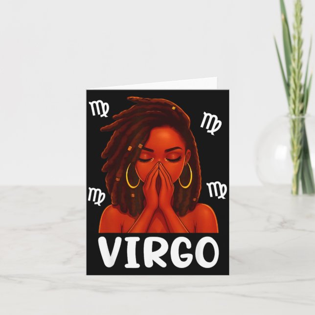 Tarjeta Virgo Loc'd Black Woman Pray Christian Zodiac Birt (Anverso)