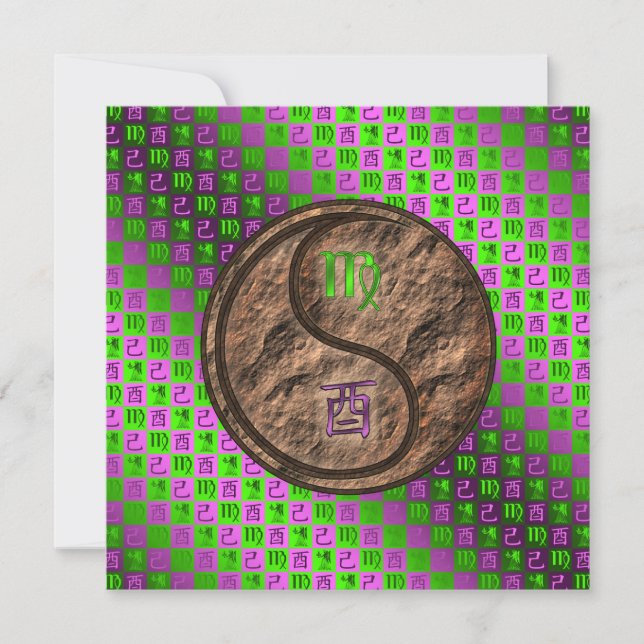 Tarjeta Virgo y Gallo de Tierra (Anverso)