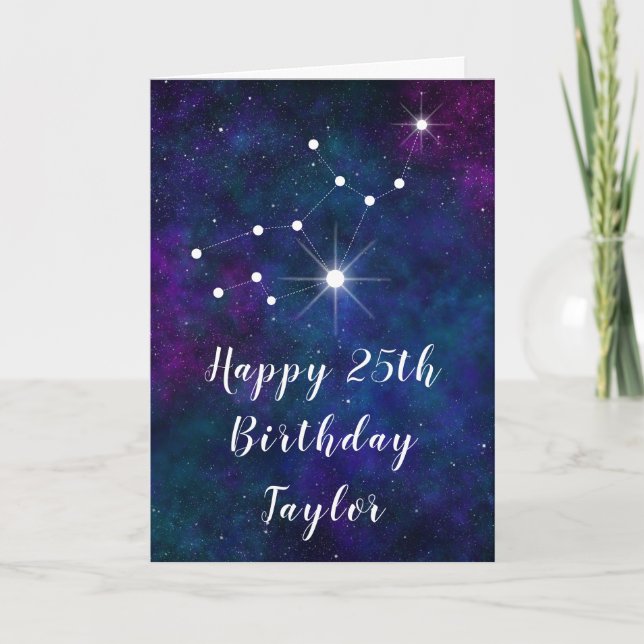 Tarjeta Virgo Zodiac Constellation Feliz cumpleaños (Anverso)