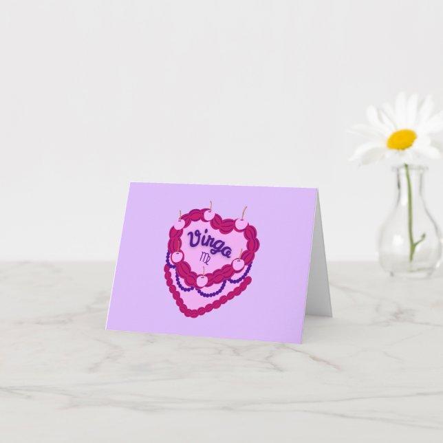 Tarjeta Virgo Zodiac Pastel Corazón Pastel de cumpleaños (Planta pequeña)