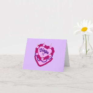 Tarjeta Virgo Zodiac Pastel Corazón Pastel de cumpleaños
