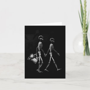 TARJETA VISIÓN DE RAYOS X PAREJA DE ESQUELETOS VIAJANDO B&