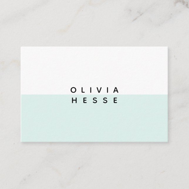 Tarjeta visita Minimal Blue White Business Card (Anverso)