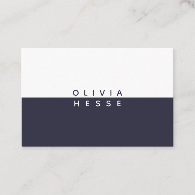 Tarjeta visita Minimal DarkBlue White BusinessCard (Anverso)