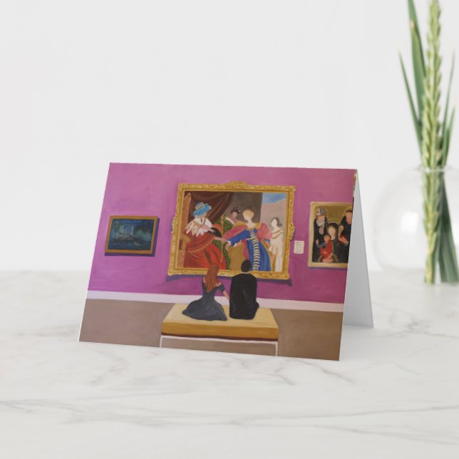 Tarjeta Visitantes de museos bien vestidos (Anverso)