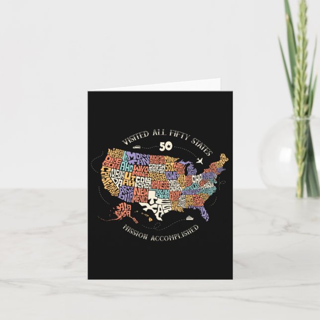 Tarjeta Visitó El Mapa De Los 50 Estados De Ee.Uu. (Anverso)