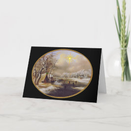 Tarjeta víspera para Navidades de patinaje sobre i