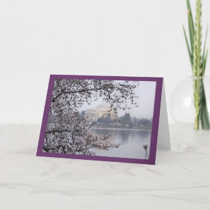 Tarjeta Vista artística de flores de cerezo en el lavabo