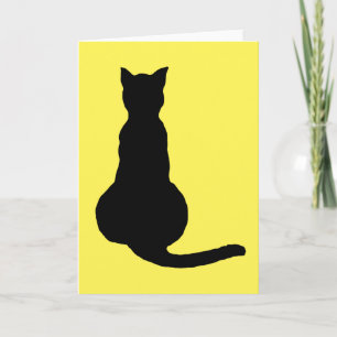 Tarjeta Vista De Atrás De Una Silueta Negra De Cat Insubor