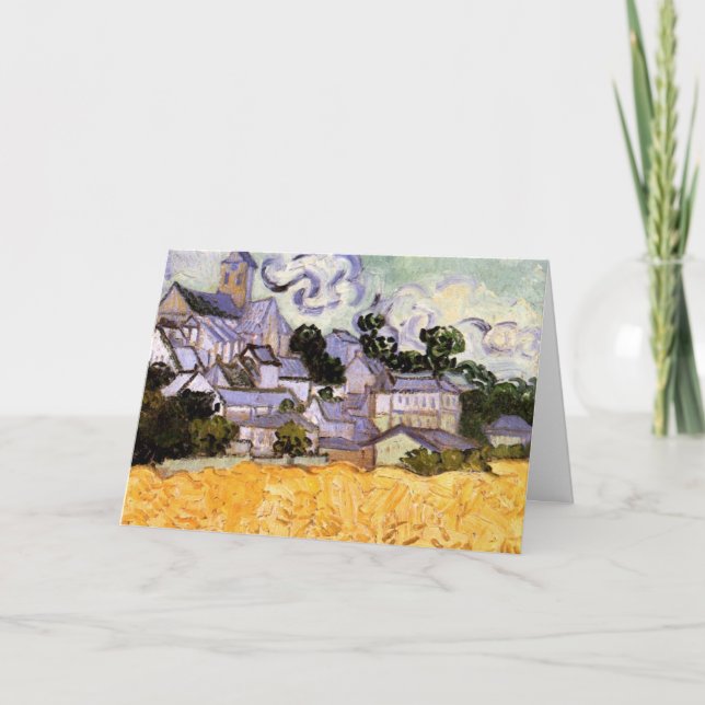 Tarjeta Vista de Auvers con iglesia por Vincent van Gogh (Anverso)