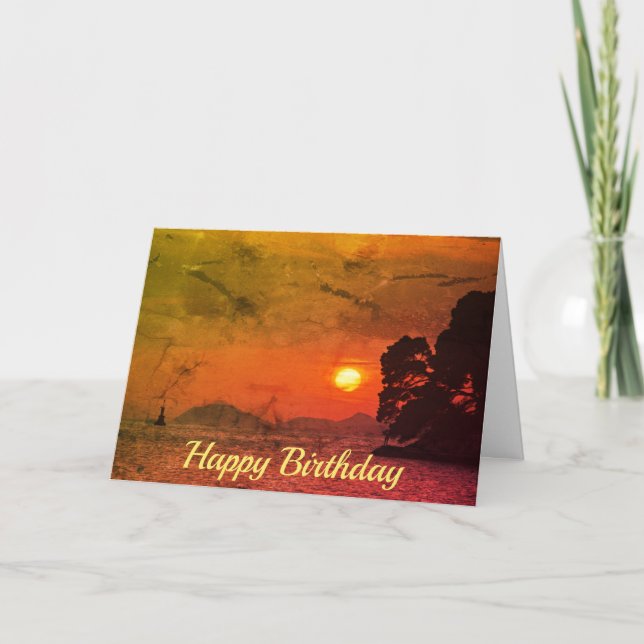 Tarjeta Vista de Cavtat Croacia del Cumpleaños del filtro  (Anverso)