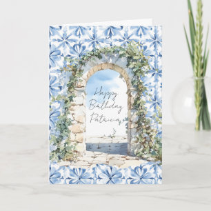 Tarjeta Vista de Cielos Azules Florales Sicilian