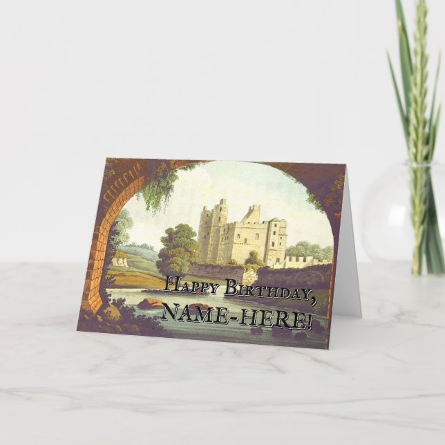 Tarjeta Vista de época, castillo a través del arco de ladr (Anverso)
