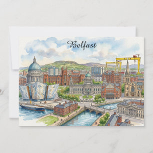 Tarjeta Vista de la ciudad de Belfast Irlanda del Norte Ar