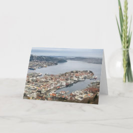 Tarjeta Vista de la ciudad de Bergen de Noruega