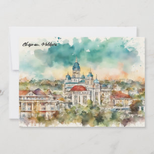 Tarjeta Vista de la ciudad de Chisinau Moldavia Pintura Ac