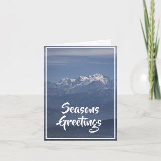 Tarjeta Vista de la nevada cima del Mont Blanc en Navidad