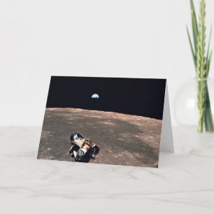 Tarjeta Vista de la Tierra del Apolo 11 como el módulo lun