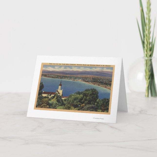 Tarjeta Vista de las playas de Redondo y Hermosa, Californ (Anverso)