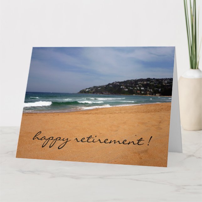 Tarjeta vista de playa, jubilación grande (Anverso)