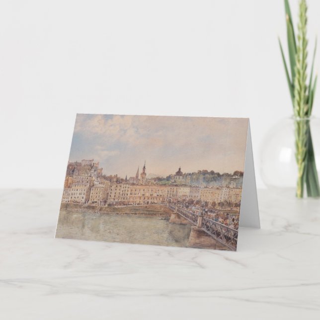 Tarjeta Vista de Salzburgo (por Rudolf von Alt) (Anverso)