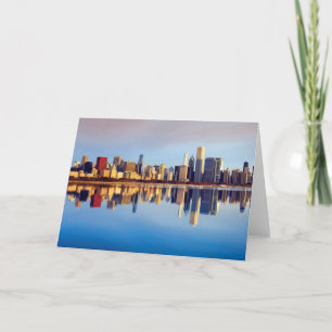 Tarjeta Vista del horizonte de Chicago con la reflexión