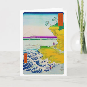 Tarjeta Vista del monte Fuji y la costa, Hiroshige, Ukiyo-