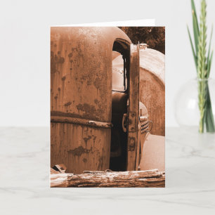 Tarjeta Vista diferente del viejo camión en Sepia