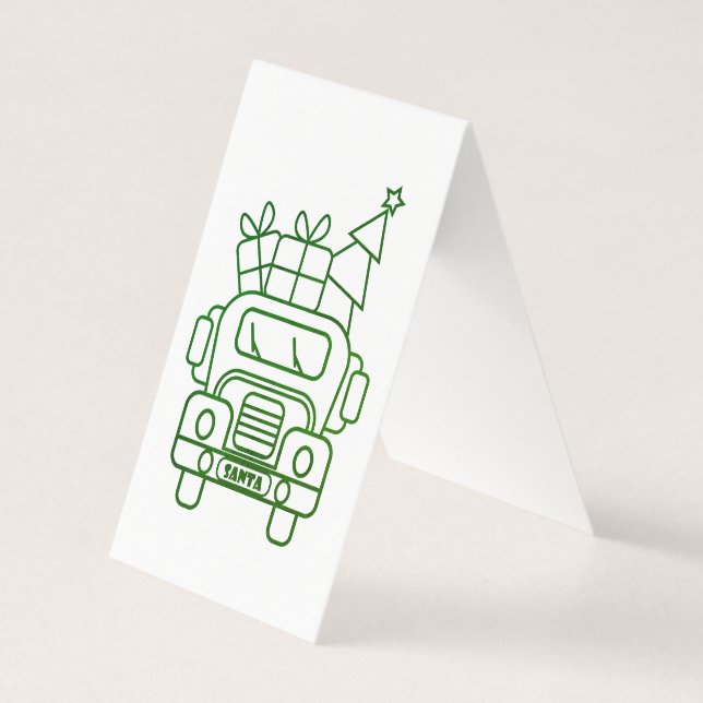 Tarjeta Vista frontal del camión de Navidades de esquema (Anverso)