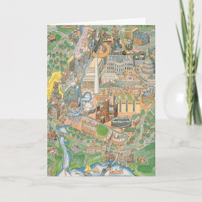 Tarjeta Vista ilustrada de Washington DC (Anverso)