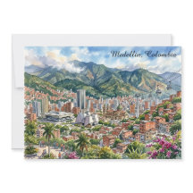 Vista panorámica de Medellín, Colombia Arte en acu