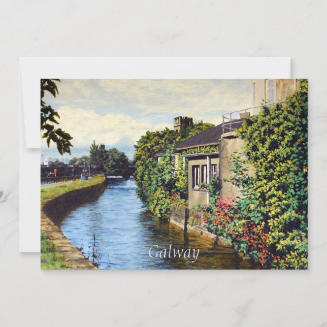 Tarjeta Vista panorámica del Canal de Galway City Irlanda (Anverso)