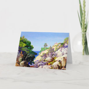 Tarjeta Vista panorámica del océano azul del árbol verde