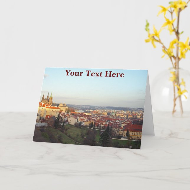 Tarjeta Vista personalizada de Praga (flor amarilla)