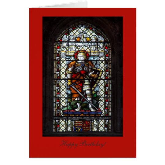 Tarjeta Vitral de San Jorge - feliz cumpleaños