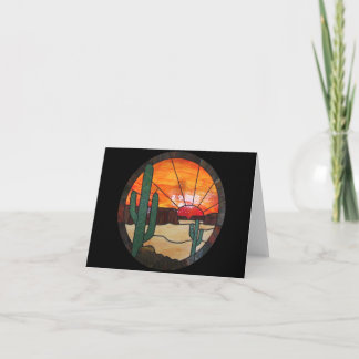 Tarjeta Vitral Notecard de la puesta del sol del desierto