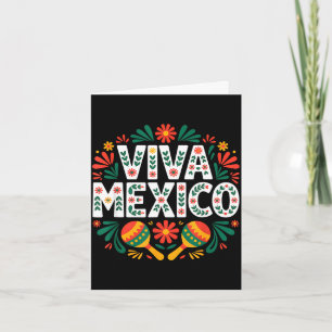Tarjeta Viva México arte folklórico colorido independencia