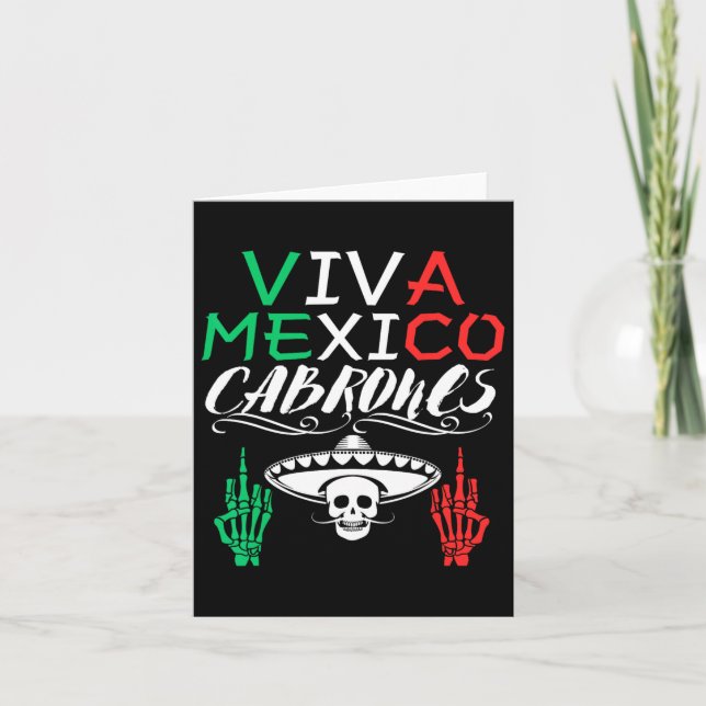 Tarjeta Viva México Cabrones Día de la Independencia Bande (Anverso)