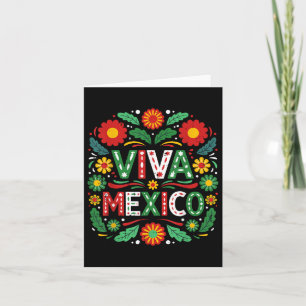 Tarjeta Viva México Día de la Independencia Mexicana Flora