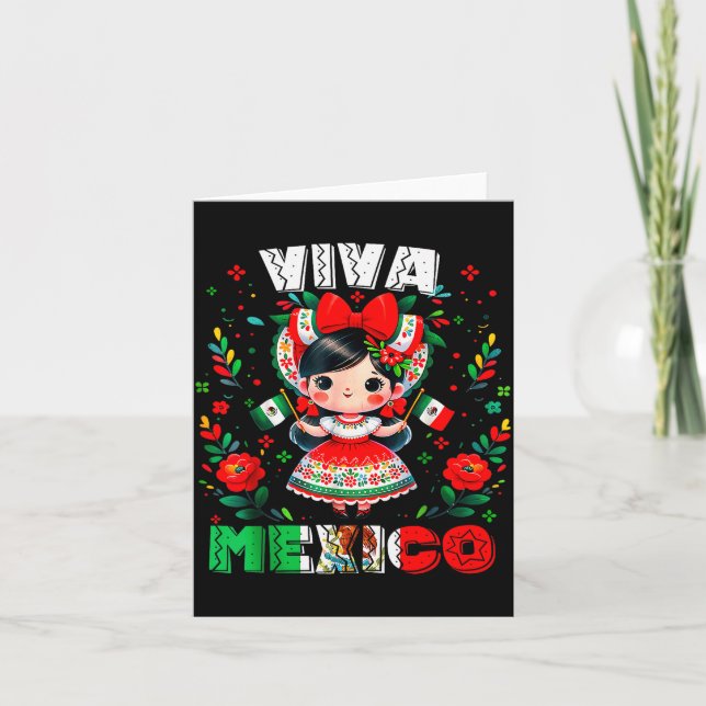 Tarjeta Viva Mexico Mexican Girl Flag Independence Day Gir (Anverso)