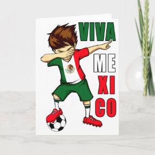 Tarjeta Viva México Niño Fútbol Mexicano Día de la Indepen