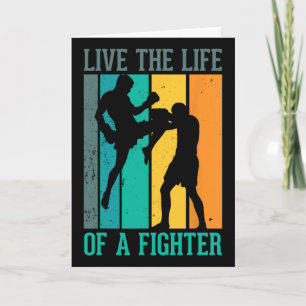 Tarjeta Vive la vida de un luchador para un kickboxer Kick