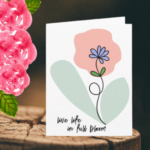 Tarjeta Vive la Vida en Flor Silvestre Abstracta en Blanco