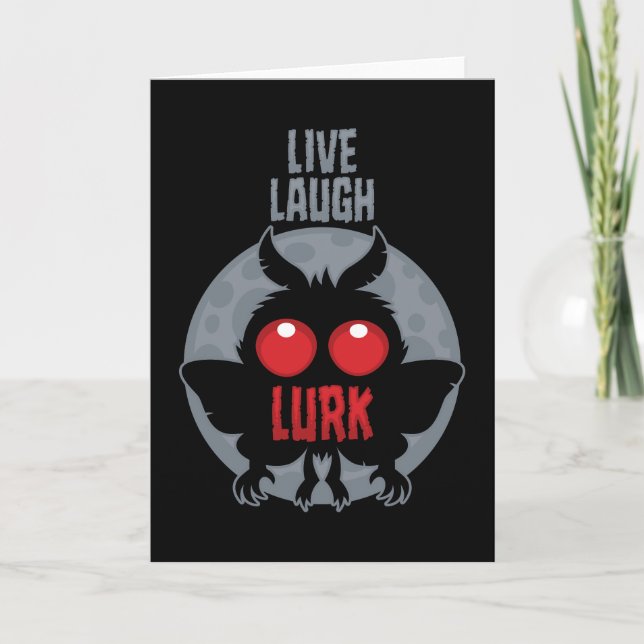 Tarjeta Vive Ríe Acecha Mothman Críptido (Anverso)
