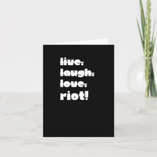 Tarjeta Vive. Ríe. Amor. ¡Disturbios! Aplicación activista
